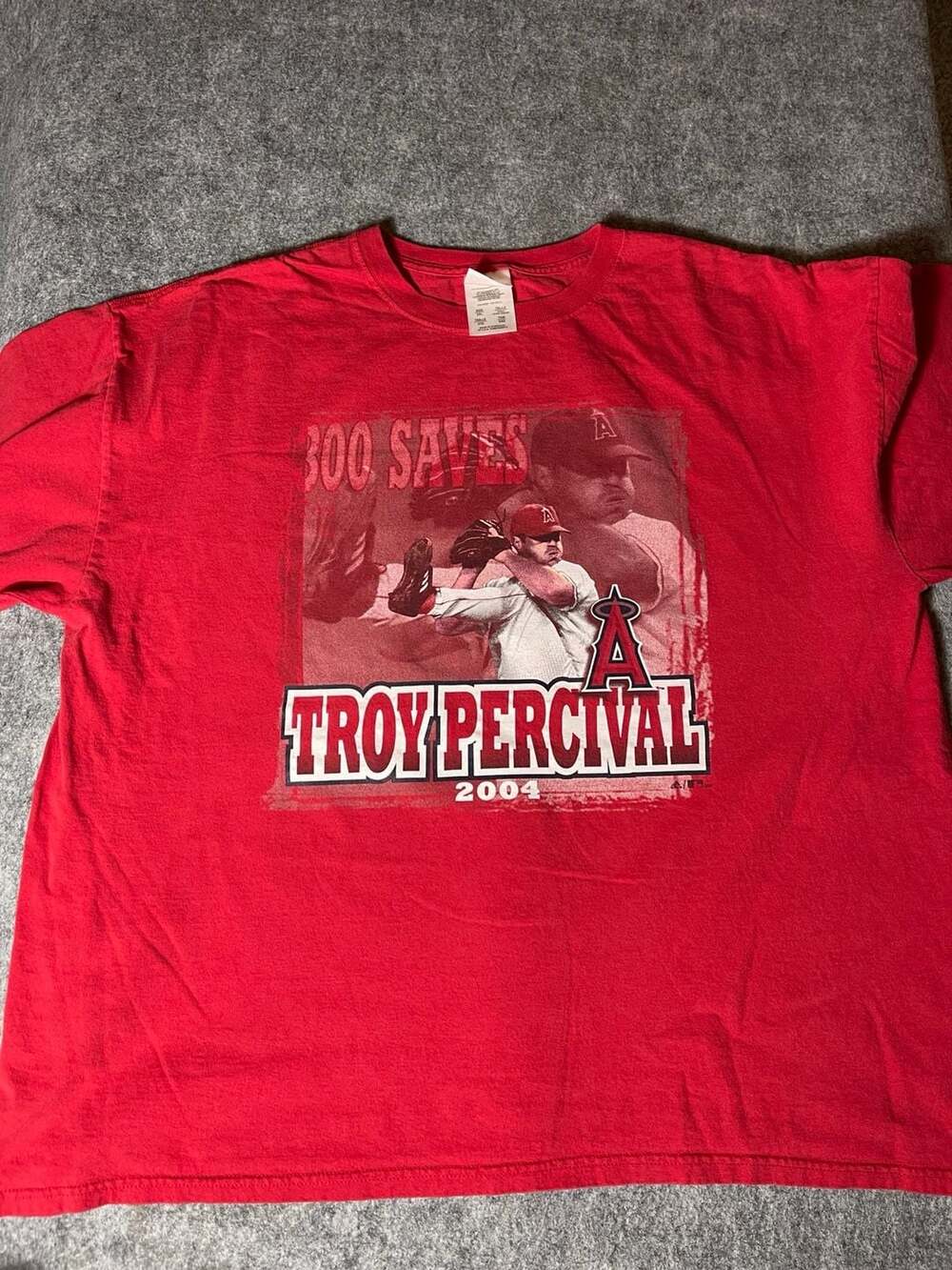 Adidas Troy Percival Anaheim Angels 300 Saves 2004 Commemorative T-Shirt 2XL